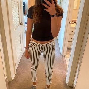 Blue and White Striped Jeans